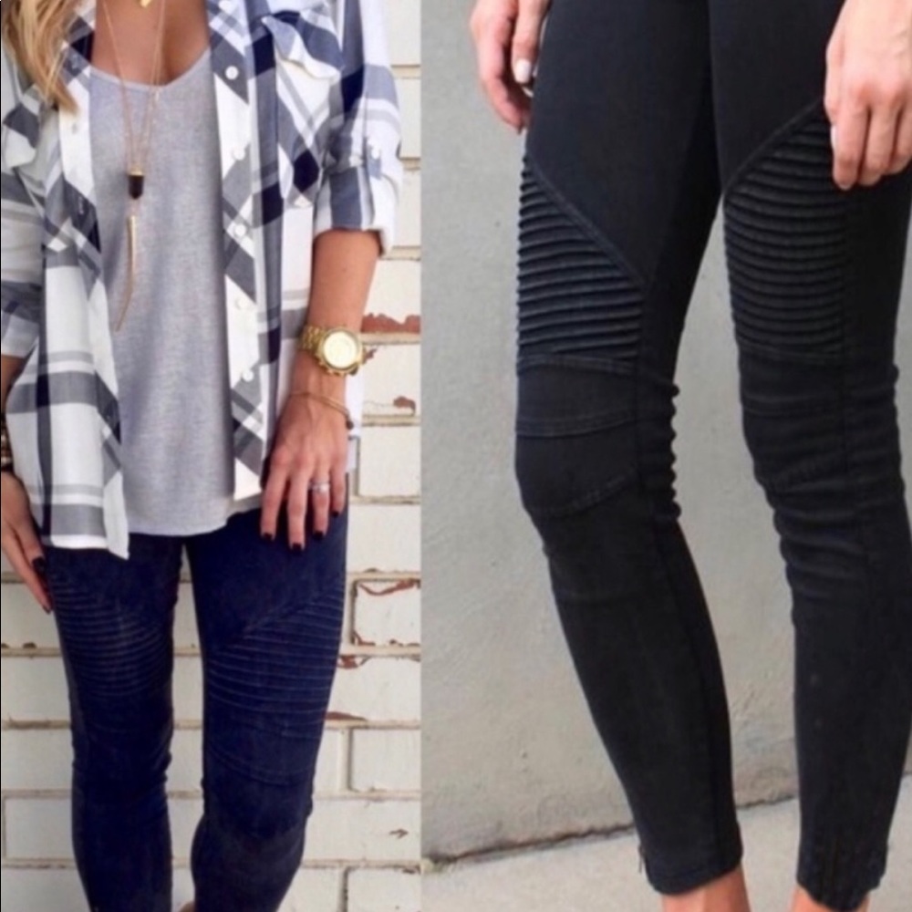 Moto Style Jeggings In Black